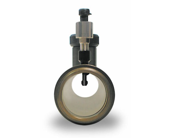 Flow tube shown with optional pitot pressure pick-up for reading higher flow rates.